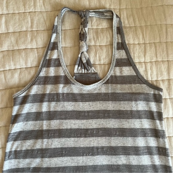 Balance Collection Grey Striped Racerback Linen Blend Tank Top Size Small - Picture 3 of 12